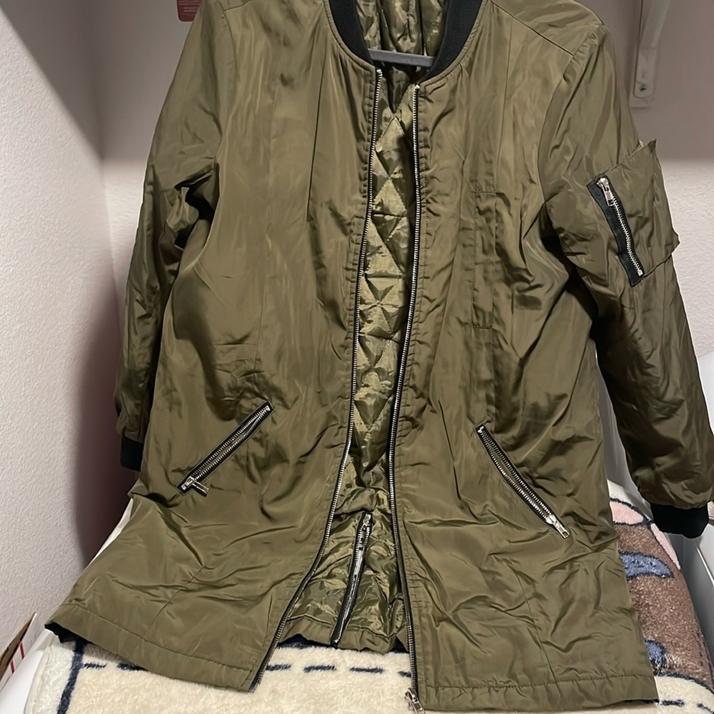 Long bomber coat